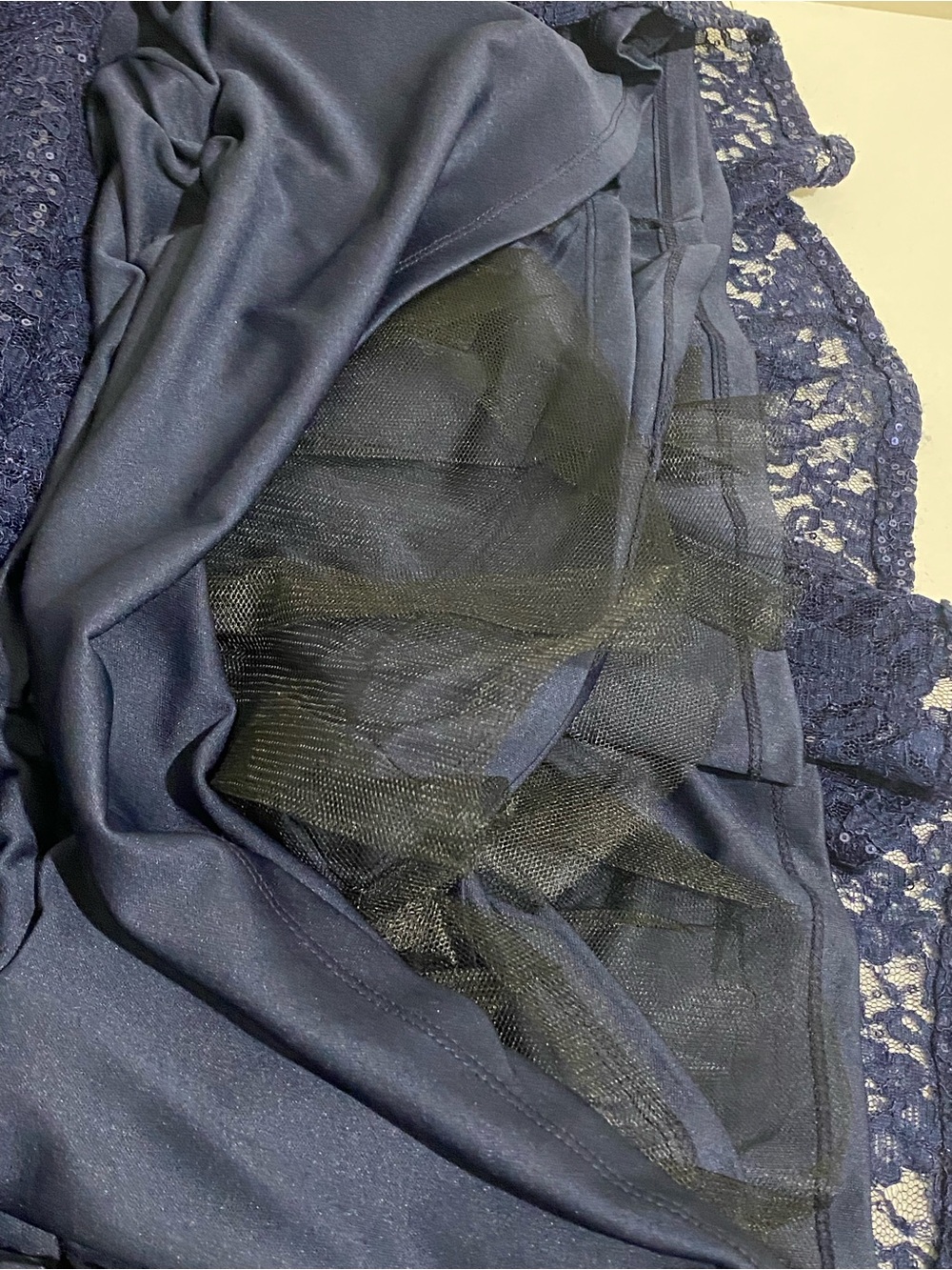 Ignite Women’s Cocktail Sparkling Navy Lace Formal Dress Size 12 - Picture 9 of 12